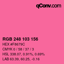 Color code: RGB 248 103 156 | qconv.com