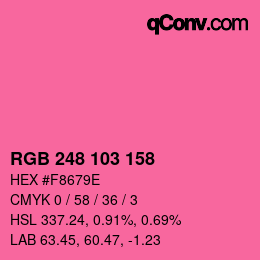 カラーコード: RGB 248 103 158 | qconv.com