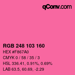 Color code: RGB 248 103 160 | qconv.com