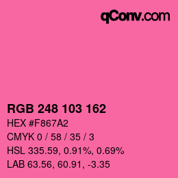 Color code: RGB 248 103 162 | qconv.com