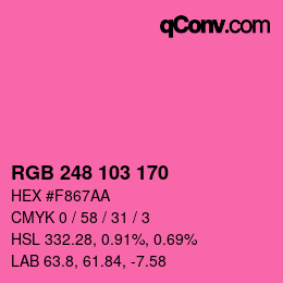 Color code: RGB 248 103 170 | qconv.com
