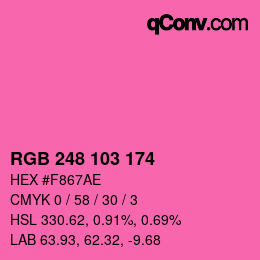 Color code: RGB 248 103 174 | qconv.com