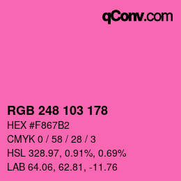 Color code: RGB 248 103 178 | qconv.com