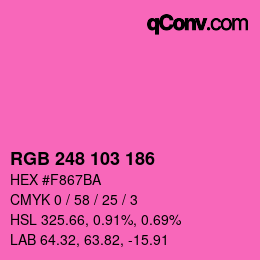 カラーコード: RGB 248 103 186 | qconv.com