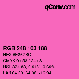 Color code: RGB 248 103 188 | qconv.com