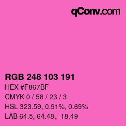 Color code: RGB 248 103 191 | qconv.com