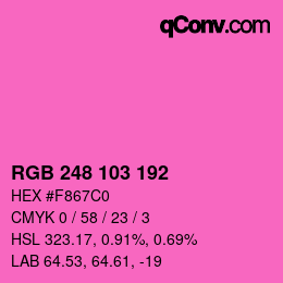 Color code: RGB 248 103 192 | qconv.com