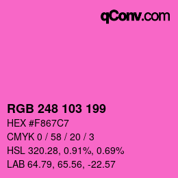 Color code: RGB 248 103 199 | qconv.com