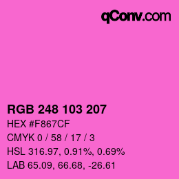 Color code: RGB 248 103 207 | qconv.com