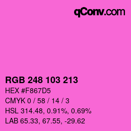 Color code: RGB 248 103 213 | qconv.com