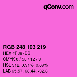 Color code: RGB 248 103 219 | qconv.com