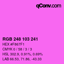 Color code: RGB 248 103 241 | qconv.com