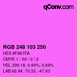 Color code: RGB 248 103 250 | qconv.com