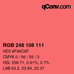カラーコード: RGB 248 108 111 | qconv.com