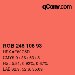 カラーコード: RGB 248 108 93 | qconv.com