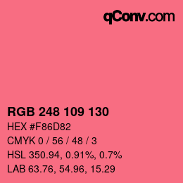 Color code: RGB 248 109 130 | qconv.com