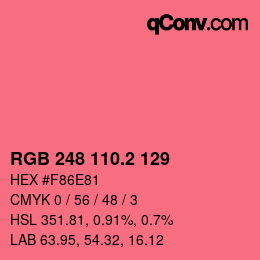 カラーコード: RGB 248 110.2 129 | qconv.com