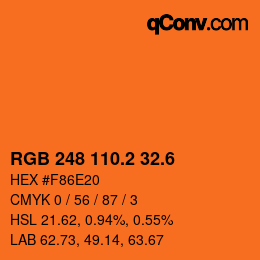 カラーコード: RGB 248 110.2 32.6 | qconv.com