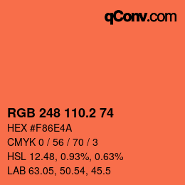 カラーコード: RGB 248 110.2 74 | qconv.com