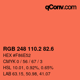 カラーコード: RGB 248 110.2 82.6 | qconv.com