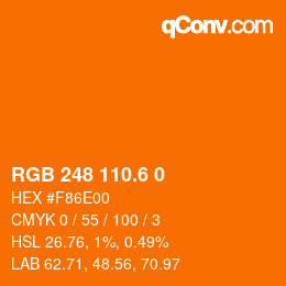 カラーコード: RGB 248 110.6 0 | qconv.com