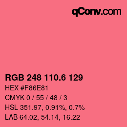 カラーコード: RGB 248 110.6 129 | qconv.com