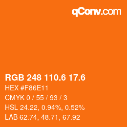 カラーコード: RGB 248 110.6 17.6 | qconv.com