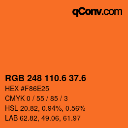 カラーコード: RGB 248 110.6 37.6 | qconv.com