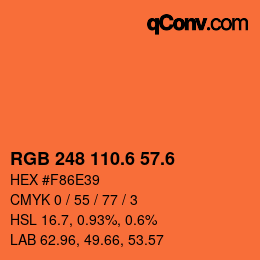 カラーコード: RGB 248 110.6 57.6 | qconv.com