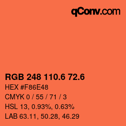 カラーコード: RGB 248 110.6 72.6 | qconv.com