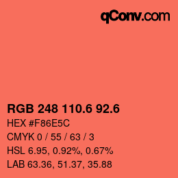 カラーコード: RGB 248 110.6 92.6 | qconv.com