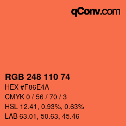 Color code: RGB 248 110 74 | qconv.com