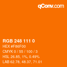 Color code: RGB 248 111 0 | qconv.com