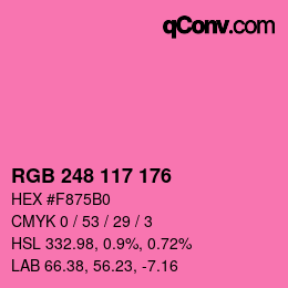 Color code: RGB 248 117 176 | qconv.com