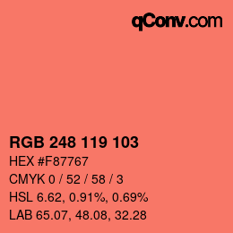 Color code: RGB 248 119 103 | qconv.com