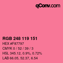颜色代码: RGB 248 119 151 | qconv.com