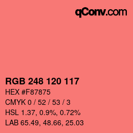 カラーコード: RGB 248 120 117 | qconv.com