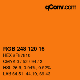 カラーコード: RGB 248 120 16 | qconv.com
