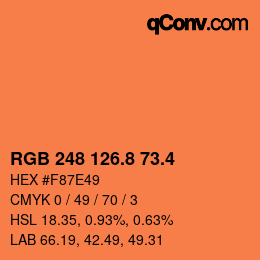 カラーコード: RGB 248 126.8 73.4 | qconv.com