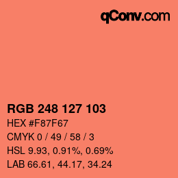 Color code: RGB 248 127 103 | qconv.com