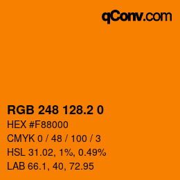 カラーコード: RGB 248 128.2 0 | qconv.com