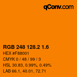 カラーコード: RGB 248 128.2 1.6 | qconv.com