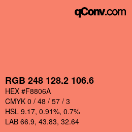 カラーコード: RGB 248 128.2 106.6 | qconv.com