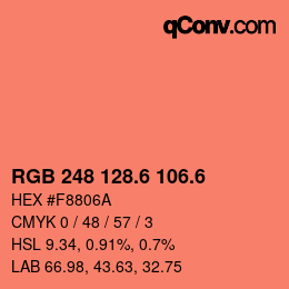 カラーコード: RGB 248 128.6 106.6 | qconv.com