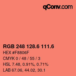 カラーコード: RGB 248 128.6 111.6 | qconv.com