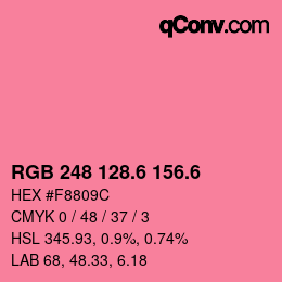 カラーコード: RGB 248 128.6 156.6 | qconv.com