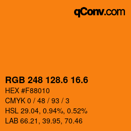 カラーコード: RGB 248 128.6 16.6 | qconv.com