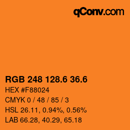 カラーコード: RGB 248 128.6 36.6 | qconv.com