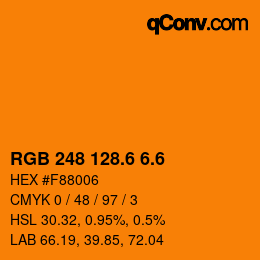 カラーコード: RGB 248 128.6 6.6 | qconv.com