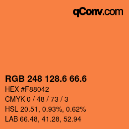 カラーコード: RGB 248 128.6 66.6 | qconv.com